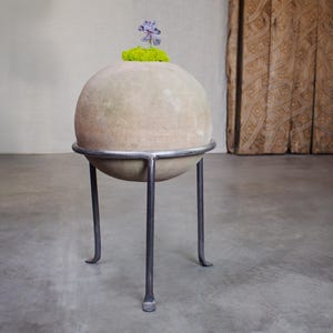 Sphere Pot with Footed Stand, Vintage Terracotta Planter