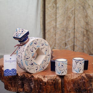 Decanter and Shot Glass sets. Stoneware Ceramic Serving Sets