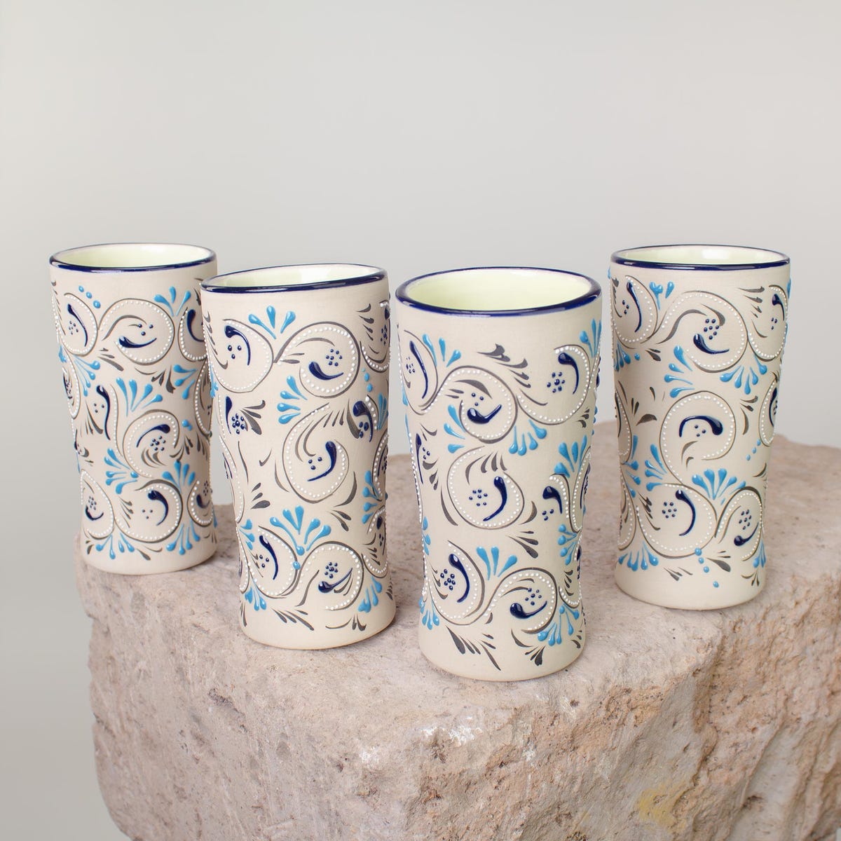 Stoneware Ceramic Tumblers, Lirio Hand Painted Drinkware. - Etsy