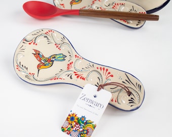 Poggiamestolo in gres, Colibrì. Pentole