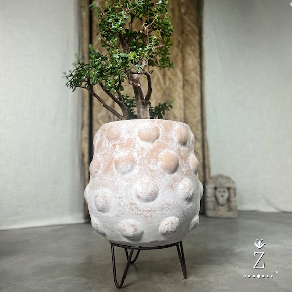 専用です テラコッタ装飾プランター 金属スタンド付き　大型 カンタロポット、鉄製スタンド付きテラコッタプランター。 - Etsy 日本