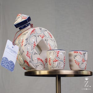Decanter and Shot Glass sets. Stoneware Ceramic Serving Sets