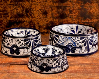 Talavera Pet Bowls | Azules Pattern. Ceramic Dog Bowls