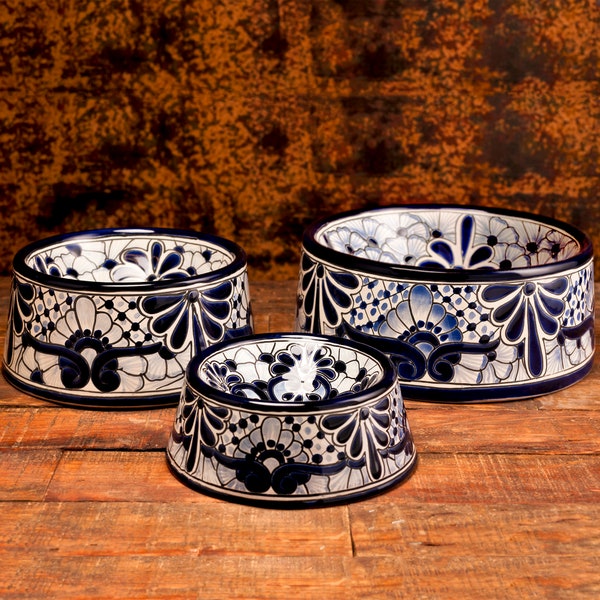 Talavera Pet Bowls | Azules Pattern. Ceramic Dog Bowls