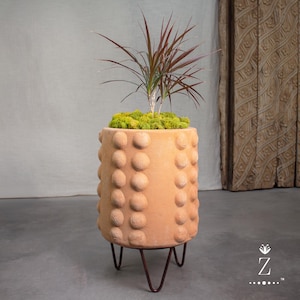 Yucatec Planter, Tall Terracotta Pot with Stand