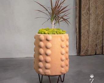 専用です テラコッタ装飾プランター 金属スタンド付き　大型 カンタロポット、鉄製スタンド付きテラコッタプランター。 - Etsy 日本
