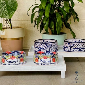 Talavera Pet Bowls | Rescued Edition. Ceramic Dog Bowls, Hand Painted