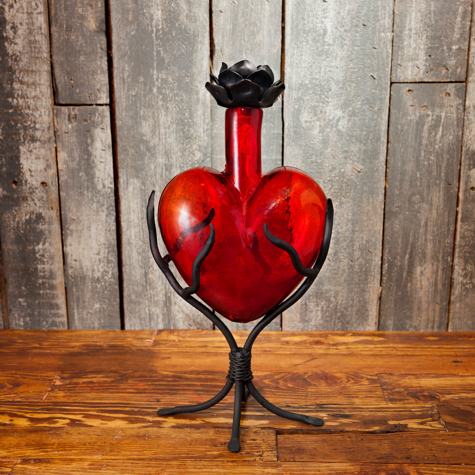Glass Heart Decanters Red Glass Heart Bottles Etsy
