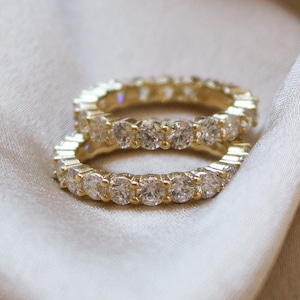 Eternity Band - 18k Gold Eternity Ring - Yellow Gold Eternity Band - Gold Vermeil Cubic Zirconia Ring - Cz Stacking Ring - 3mm CZ Band