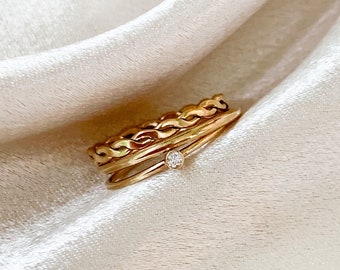 Gold Ring Set Non Tarnish - Minimalist Ring Set - 14k Gold Filled Stacking Ring Set - Gold Filled Ring Set - Stacking Rings Gold