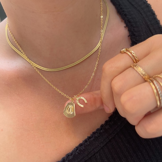 Cowgirl Necklace - Cowgirl Hat Necklace - Coastal Cowgirl Aesthetic - Cowboy Hat Necklace Gold - 14k Gold Filled - Western Necklace