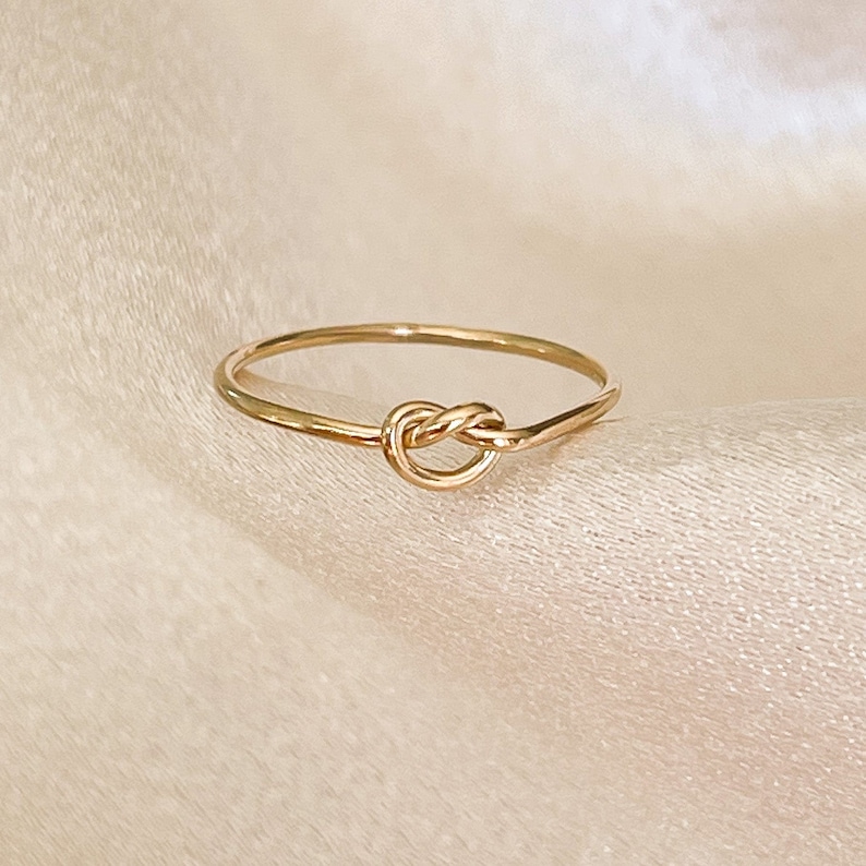 Tie The Knot Ring Gold Knot Ring Bridesmaids Gift 14k Gold Filled Knot Ring Minimalist Gold Stacking Ring Hypoallergenic image 1