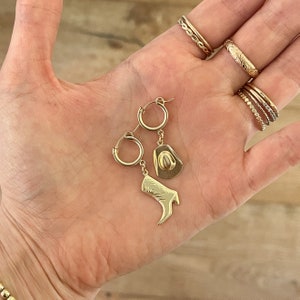 Cowgirl Earrings - Cowgirl Boot Earrings - Coastal Cowgirl Aesthetic - Cowboy Boot Huggies Gold - 14k Gold Filled - Western Earrings