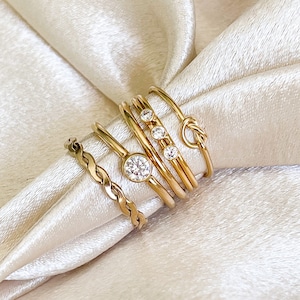Gold Filled Stacking Ring - Minimalist Stacking Ring Set - Dainty Gold Filled Rings - Gold Twist Ring - Gold Filled Twist Ring