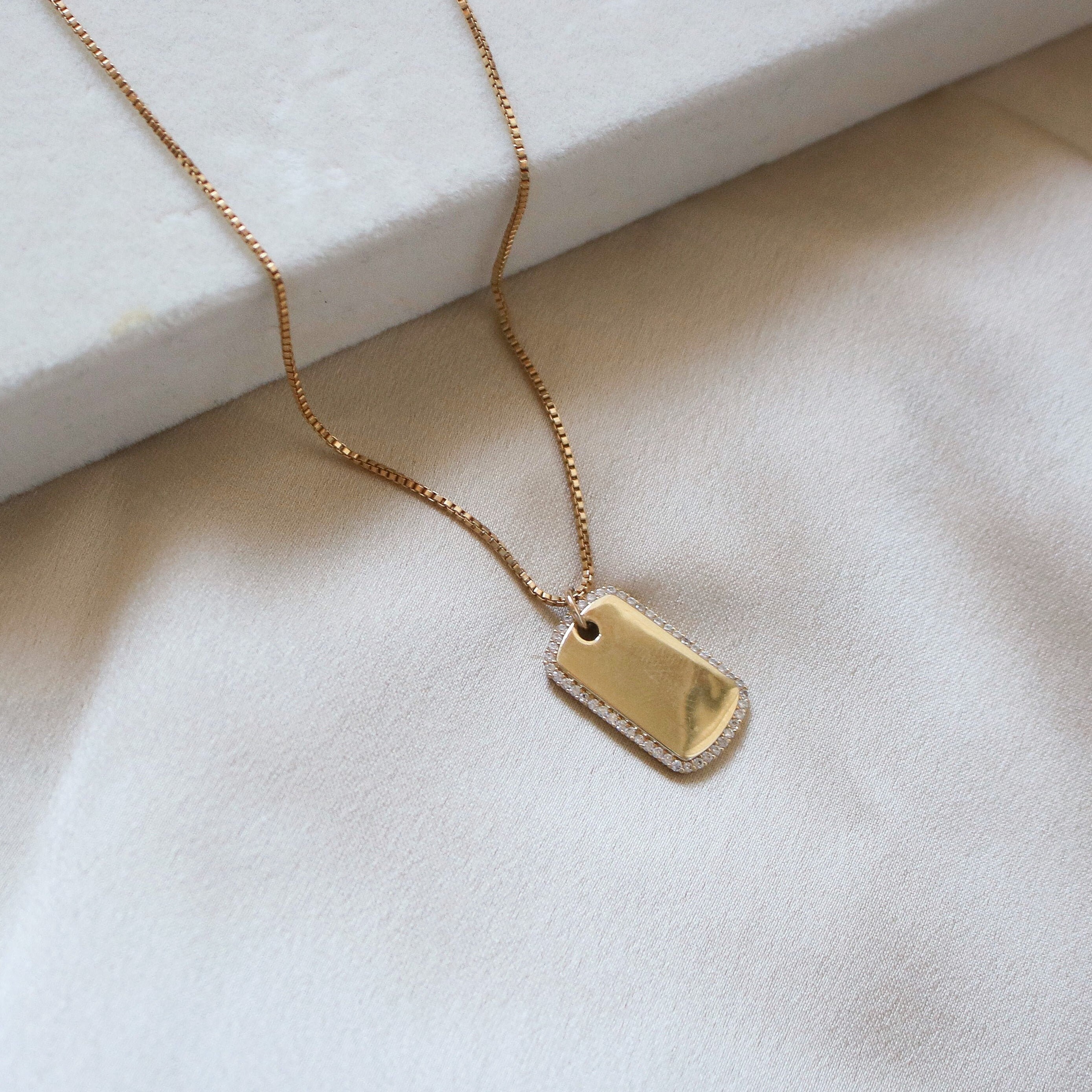 Dog Tag Necklace - 14k gold filled 