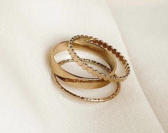 14K Gold Filled Ring Set – Minimalistische Stapelbare Ringe – Wasserdicht & Anlaufbeständig – Hypoallergen Schmuck