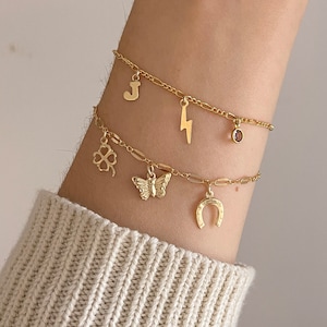 Lucky Charm Bracelet - Gold Filled Lucky Charm Bracelet - Butterfly Charm Bracelet - Good Luck Charm Bracelet