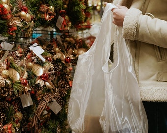 Christmas tote bag, Gift wrapping, Christmas gifts for friends, Bag for gifts, Reusable grocery bag foldable, ECO bag