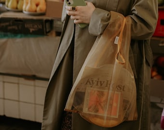 Gold Market Bag, Reusable grocery bag, Organza tote bag, Christmas creative gift wrapping