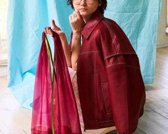 Large Organza Bag in Burgundy color, Grocery Reusable market bag, Messenger bag