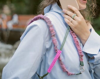Adjustable Phone Strap with Organza & Webbing – Interchangeable 3-Piece Crossbody Phone Lanyard, Detachable Phone Charm Strap