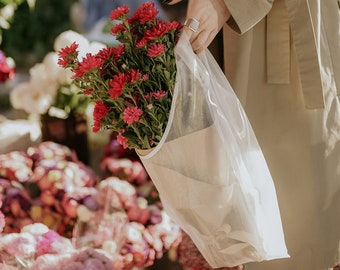 Ästhetische Einkaufstasche, Blumentasche, Shopper-Organza-Tasche, Handtasche, weiße Markttaschen