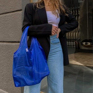 Blue tote bag aesthetic, Duffle bag Produce bags, Eco friendly bag, Beach bag image 1