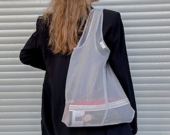 Farmers Market Bag Tulle bag Grocery bag Reusable Foldable Bag Organza Tote Bag