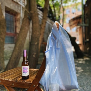 Summer bag, Reusable grocery bags Eco friendly bag Organza blue market bags Shoulder bag image 5