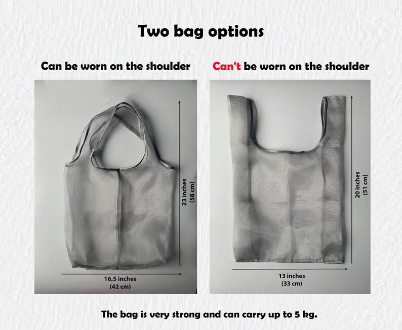 Organza shoulder bag, Reuse grocery bag foldable, eco friendly, Handbag, Pack, Shopper image 7