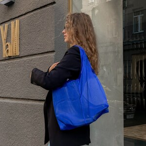 Blue tote bag aesthetic, Duffle bag Produce bags, Eco friendly bag, Beach bag image 6