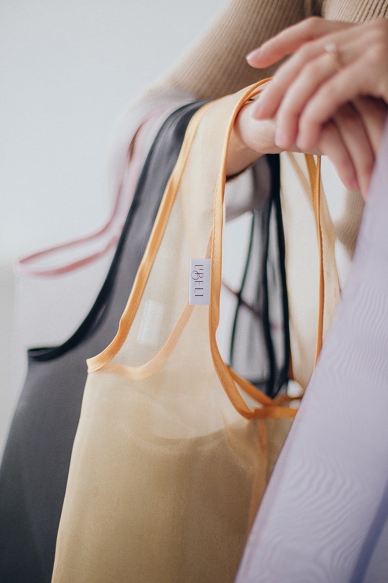 Reusable grocery bag foldable, Bag for sweets, Organza bags, ECO bag image 2