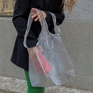 Farmers Market Bag Tulle bag Grocery bag Reusable Foldable Bag Organza Tote Bag zdjęcie 7