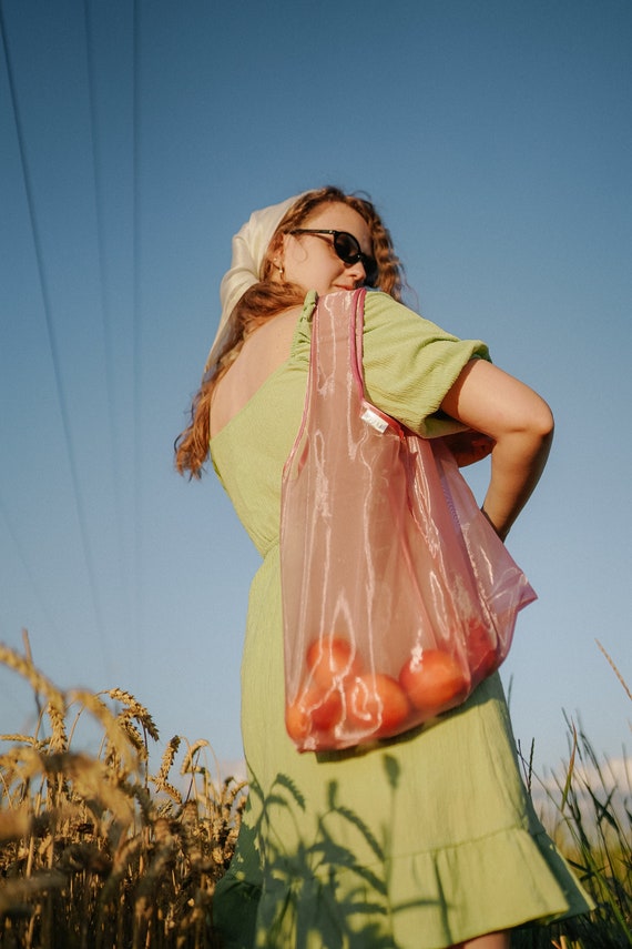 Pink tote bag, Eco friendly bag, Shoulder bag, shopping bag, Reusable bag String bag