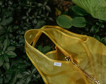 Yellow tote bag, Everyday bag, Farmers Market bag, Grocery bag, Organza bag, Canvas bag