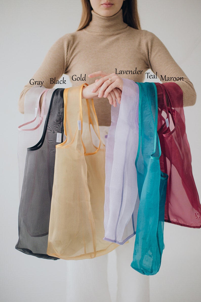 Reusable grocery bag foldable, Bag for sweets, Organza bags, ECO bag image 1
