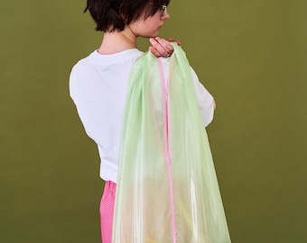 Organza olive tote bag, Market reusable grocery bag Crossbody bag