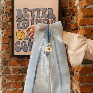 Summer bag, Reusable grocery bags Eco friendly bag Organza blue market bags Shoulder bag image 3