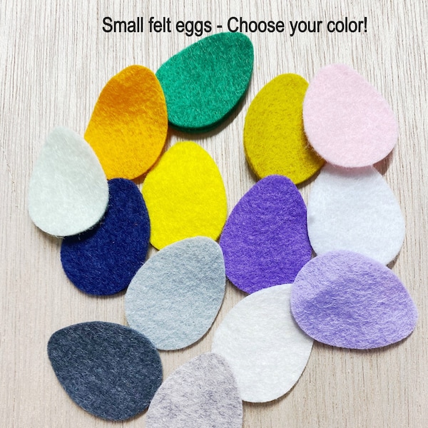 Felt egg, SMALL, choose color, Easter egg, 20 or 30, die cut, felt shapes, school crafts, wax dipping, 1'' x 1-1/2''