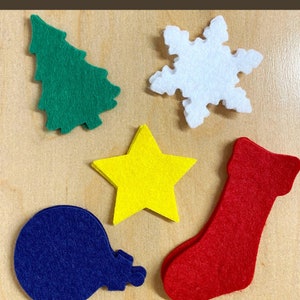 25 Felt Christmas mix, snowflake, star, ornament, stocking, tree, die cut precut shapes & forms scrapbooking card making, red
