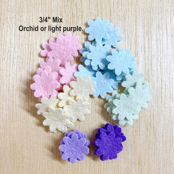 Mini felt flower mix, tiny, READY TO SHIP,  50 pieces, sewing, 3/4 inch, craft supplies, embellishment, die cut, pastel flower, FL23