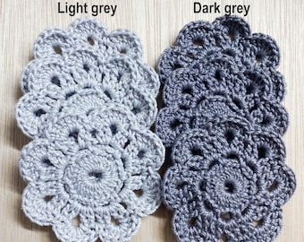Grey Crochet Doilies, Thick Cotton Thread, Handmade