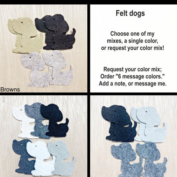 6 Felt dogs, felt puppies, diy craft supply, dog patch, costume, felt board, quiet memory book, kids crafts, quilting, felt puppy, applique