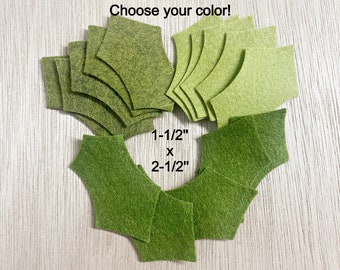 Felt holly leaves, Large, 15 pieces, Christmas shapes, scrapbook, card making, wool blend felt, craft supplies, holiday, wreath diy