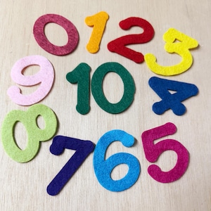 Felt Number Set 0-10, Multicolor Learning Numbers, 2 inch