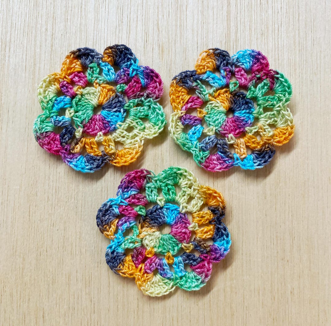 5 Variegated Crochet Doilies, 2'' Cotton Mini Rounds, C32 - Etsy