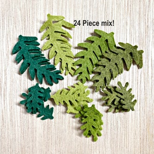 Felt leaf mix, foliage precut, fern, leaves, sewing notion die cut shapes, embellishment, wool blend felt, quilting, READY TO SHIP, L26W