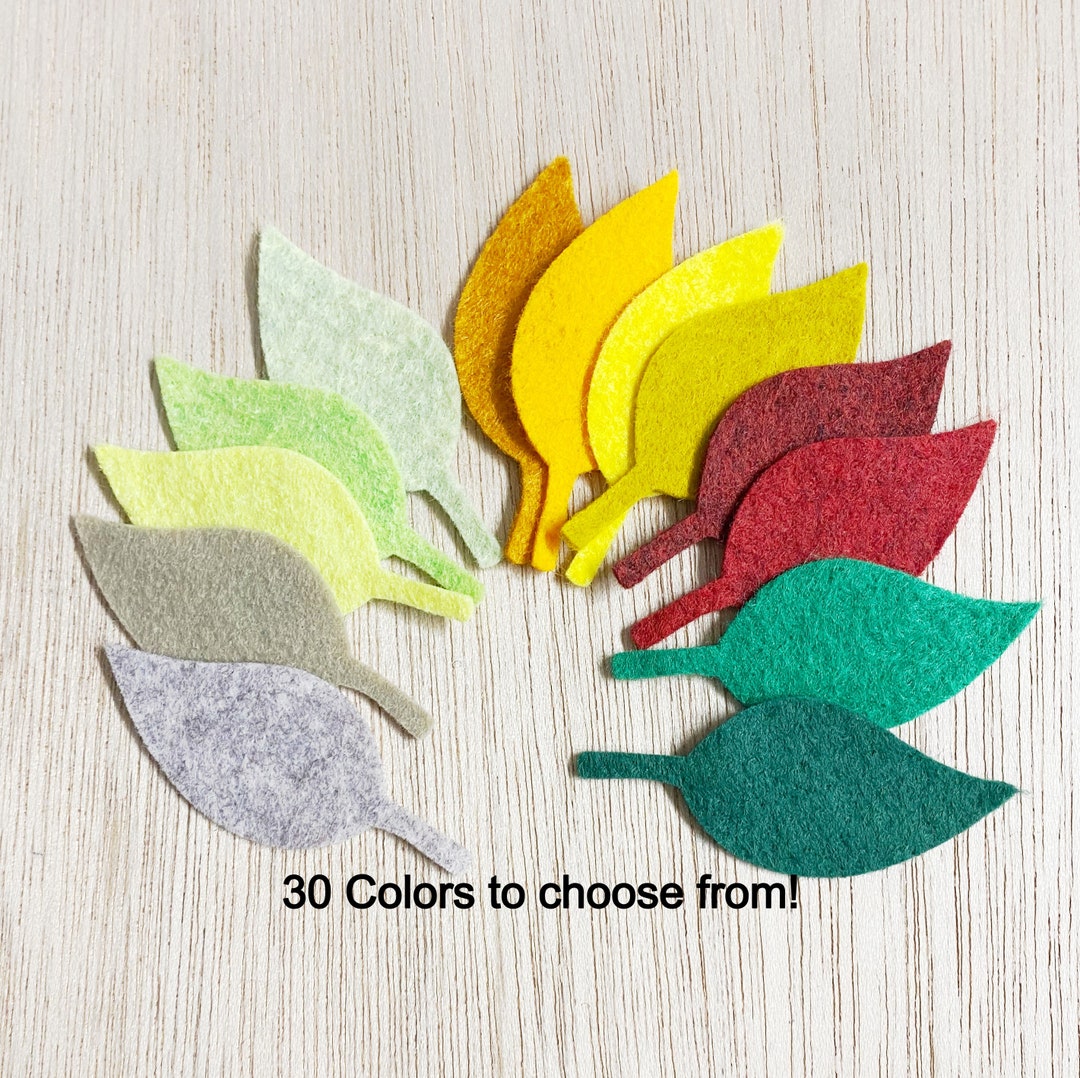 12 Felt Leaves, Foliage Precut, Die Cut Shapes, Foliage, Green, Felt