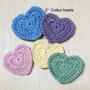 Crochet hearts, handmade, handmade, THICK cotton thread, sewing, craft supplies, patch, approximately 2'' x 2 inches, 2E