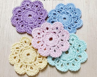 Spool pin doily, pastel doilies, 5 piece mix, 100% cotton thread, for sewing machine